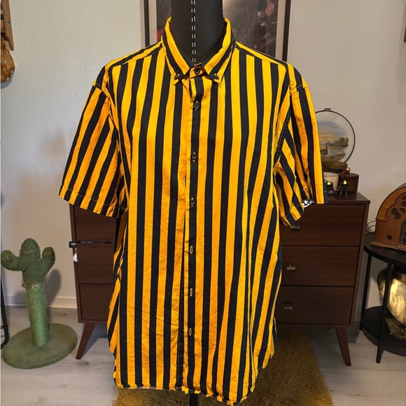 Denim & Flower Other - Denim & Flower Bold Yellow and Black Striped Shirt